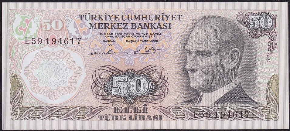 6.Emisyon 1.Tertip 50 Lira E59 194617 Çil