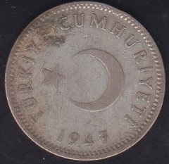 1947 Yılı 1 Lira Gümüş