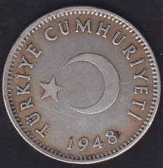 1948 Yılı 1 Lira Gümüş