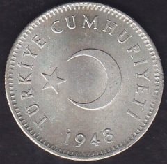 1948 Yılı 1 Lira Çilaltı Çil Gümüş