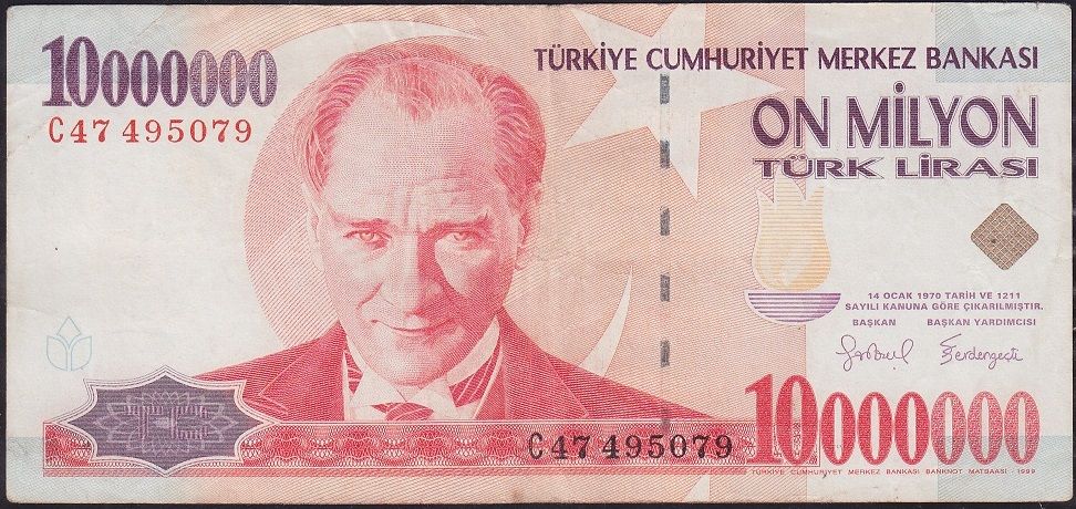 7.Emisyon 10 000 000 Lira C47 495079 Çok Temiz