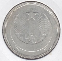 1941 Yılı 1 Lira Çilaltı Çil Gümüş