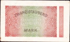 Almanya 20 000 Mark 1923 Çok Çok Temiz  ( Filigranı Kanca Yıldızlar ) 7 Rakam (R84f)