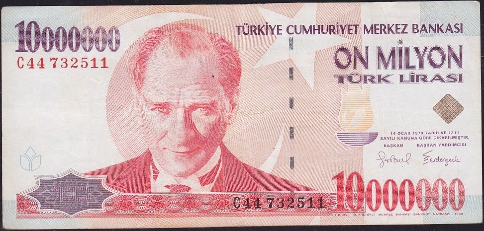 7.Emisyon 10 000 000 Lira C44 732511 Çok Temiz