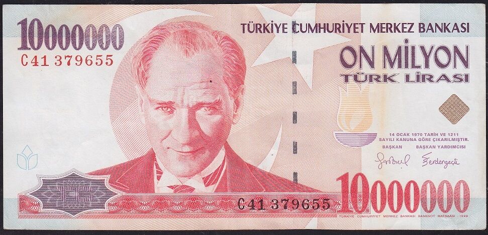 7.Emisyon 10 000 000 Lira C41 379655 Çok Çok Temiz