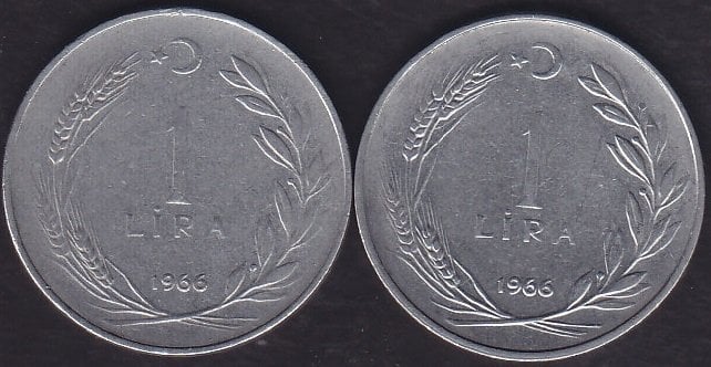 1966 Yılı 1 Lira (Ters Düz Takım )
