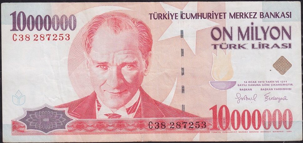 7.Emisyon 10 000 000 Lira C38 287253 Çok Temiz