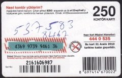 Turkcell Hazır Kart 250 Kontör 2010