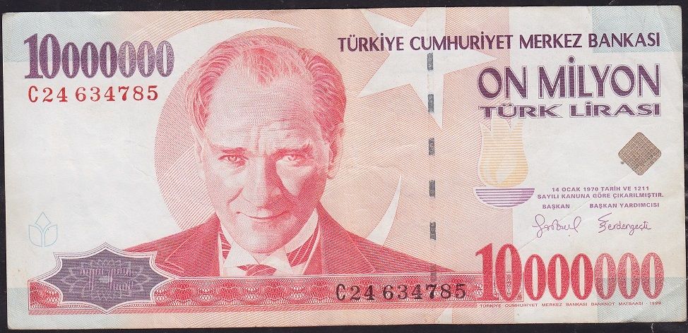 7.Emisyon 10 000 000 Lira C24 634785 Çok Temiz+