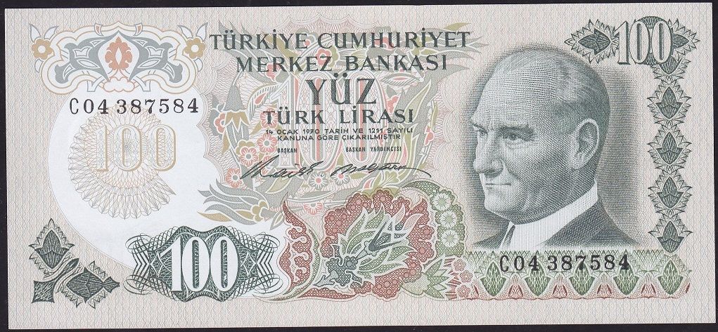 6.Emisyon 1.Tertip 100 Lira C04 387584 Çilaltı Çil