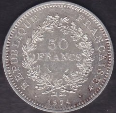 Fransa 50 Frank 1974 Gümüş ( 30 Gram )