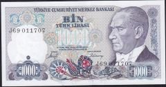 7.Emisyon 2.Tertip 1000 Lira J69 011707 Çilaltı Çil