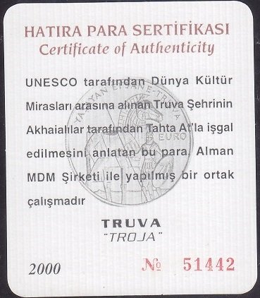 Hatıra Para Sertifikası - Truva 2000