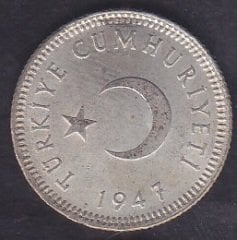 1947 Yılı 50 Kuruş Çilaltı Çil Gümüş