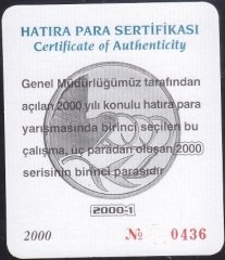Hatıra Para Sertifikası - 2000-1 - 2000 Yılı