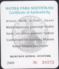 Hatıra Para Sertifikası - Mustafa Kemal Atatürk - 2000 Yılı
