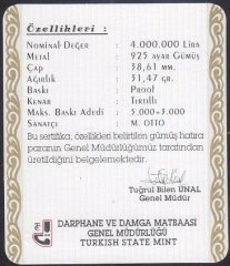 Hatıra Para Sertifikası - Kaya Kertenkelesi - 2000 Yılı