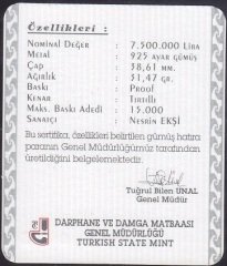 Hatıra Para Sertifikası - Türkiye'nin AB Aday Üyeliği - 2000 Yılı