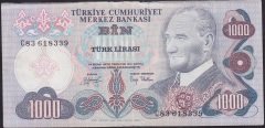 6.EMİSYON 2.TERTİP 1000 LİRA C83 618339 ÇOK TEMİZ +