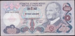 6.EMİSYON 2.TERTİP 1000 LİRA C68 965449 ÇOK TEMİZ +