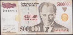 7.Emisyon 5 000 000 Lira E88 120674 Çok Temiz+