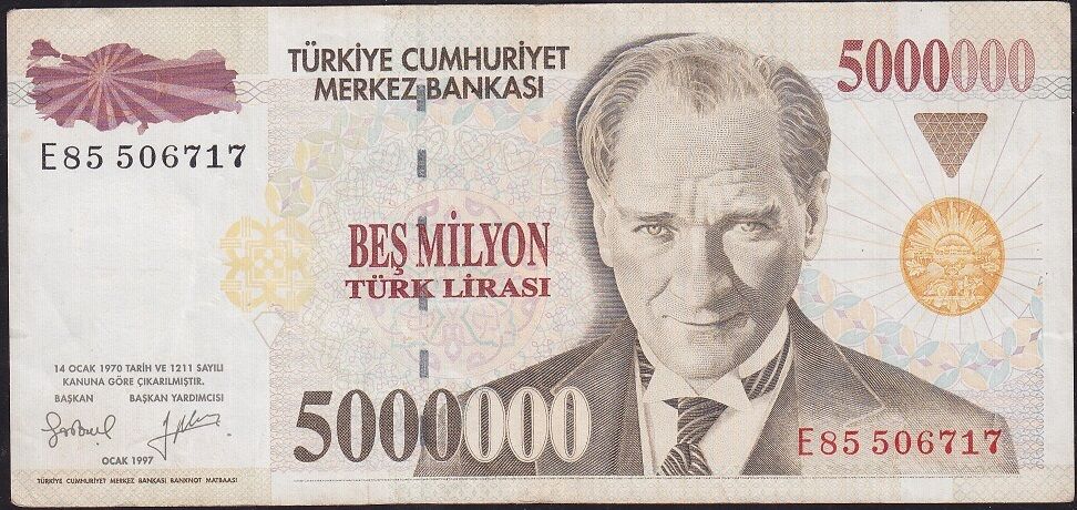 7.Emisyon 5 000 000 Lira E85 506717 Çok Temiz+