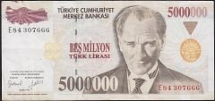 7.Emisyon 5 000 000 Lira E84 307666 Çok Temiz+