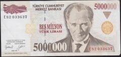 7.Emisyon 5 000 000 Lira E82 033637 Çok Çok Temiz