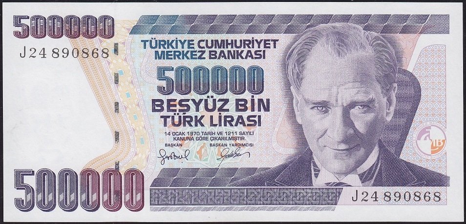 7.Emisyon 4.Tertip 500000 Lira J24 890868 Çil