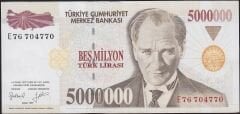 7.Emisyon 5 000 000 Lira E78 876174 Çok Çok Temiz