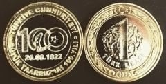 2022 Yılı Büyük Taarruz'un 100. Yılı 1 Lira Çil Ters