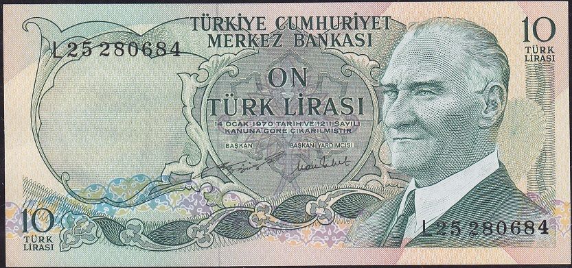 6.Emisyon 2.Tertip 10 Lira L25 280684 Çilaltı Çil