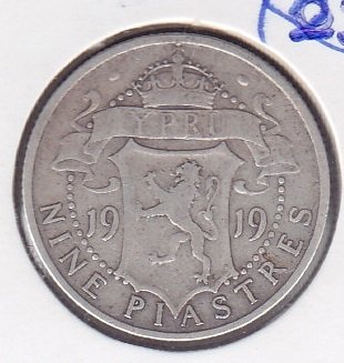 Kıbrıs 9 Piastre 1919 Gümüş