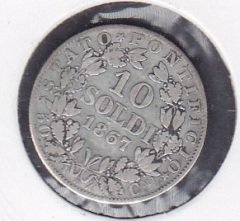 Vatikan 10 Soldi 1867 Gümüş Nadir
