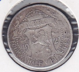 Kıbrıs 4.5 Piastre 1921 Gümüş