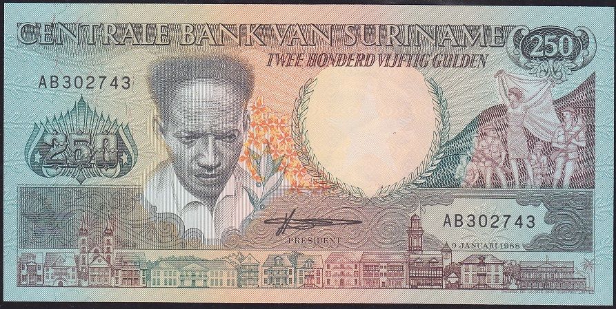 Suriname 250 Gulden 1988 Çilaltı Çil Pick 134