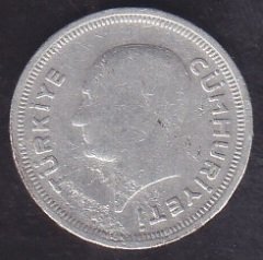 1937 Yılı 25 Kuruş Temiz Gümüş