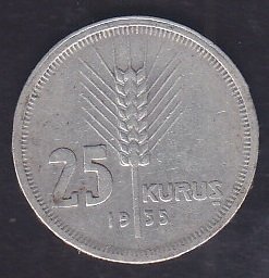 1935 Yılı 25 Kuruş Çok Temiz Gümüş