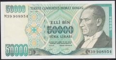 7.Emisyon 2.Tertip 50000 Lira M39 908954 Çil