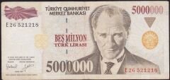 7.Emisyon 5 000 000 Lira E26 521218 Çok Temiz