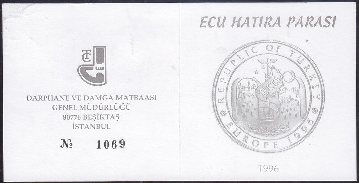 Hatıra Para Sertifikası - ECU Hatıra Parası - 1996 Yılı