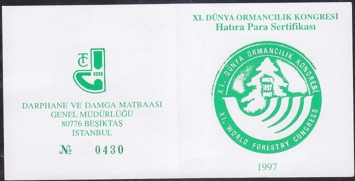Hatıra Para Sertifikası - XI. Dünya Ormancılık Kongresi - 1997 Yılı