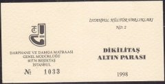 Hatıra Para Sertifikası - Dikilitaş Altın Parası - 1998 Yılı
