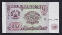 Tacikistan 20 Ruble 1994 ÇİL Pick 4