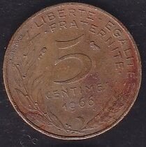 Fransa 5 Centimes 1966