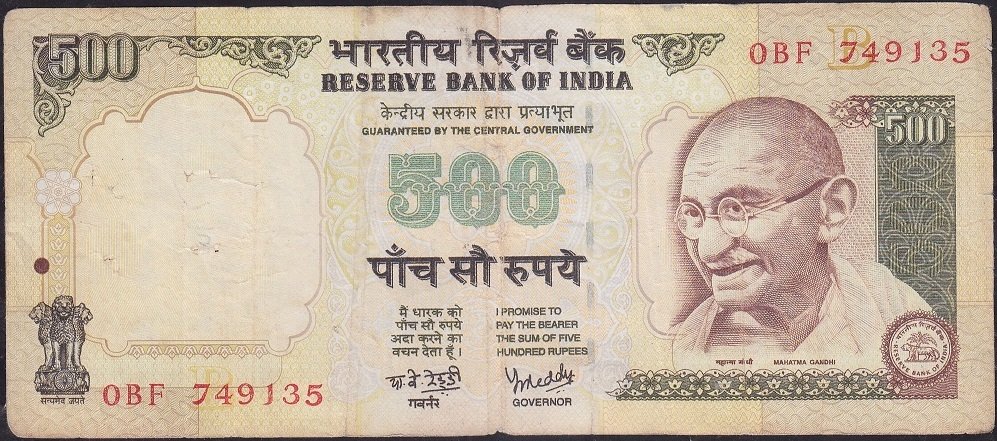 Hindistan 500 Rupees 2000-2002 Temiz Çok Temiz