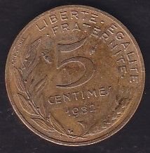 Fransa 5 Centimes 1982