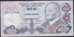 6.EMİSYON 1.TERTİP 1000 LİRA C51 125859 ÇOK TEMİZ +