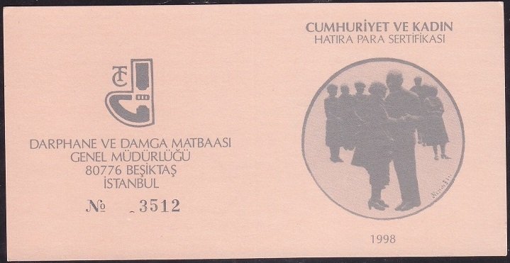 Hatıra Para Sertifikası - Cumhuriyet Ve Kadın - 1998 Yılı