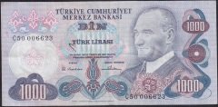 6.EMİSYON 1.TERTİP 1000 LİRA C50 006623 ÇOK TEMİZ +